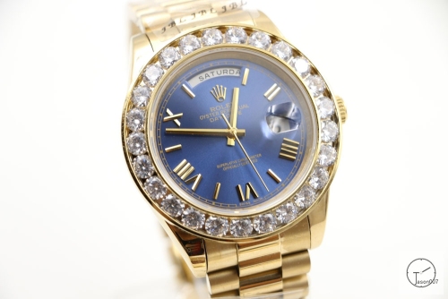 ROLEX Day Date 40mm 18K Gold Case Blue Dial Big Diamond Bezel Automatic Limited Stainless Steel AYZ3464902036820