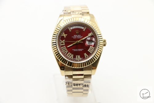 ROLEX Day Date 40mm 18K Gold Case Red Dial Big Diamond Bezel Automatic Limited Stainless Steel AYZ3469902036820