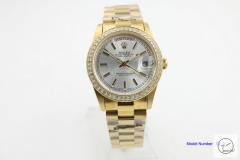 ROLEX Day Date 36mm 18K Gold Case Silver Dial Automatic Limited Stainless Steel AYZ243702036820