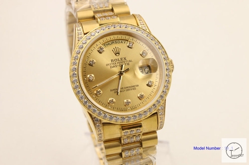 ROLEX Day Date 36mm 18K Gold Case Diamond Bezel Yellow Gold Dial Automatic Limited Stainless Steel AYZ1425302031820