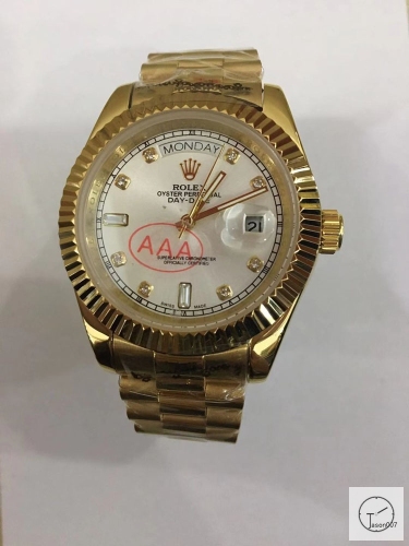 ROLEX Day Date 40mm 18K Gold Case Silver Dial Big Diamond Bezel Automatic Limited Stainless Steel AYZ2478902036860