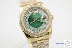 ROLEX Day Date 36mm 18K Gold Case Green Dial Automatic Limited Stainless Steel AYZ24302036880