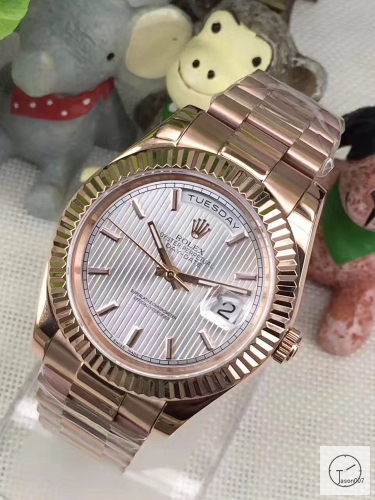 ROLEX Day-Date White Dial 18K Everose Gold President Silver Dial Automatic Men's Watch AYZ2498902036880