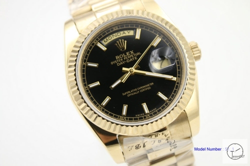 ROLEX Day Date 36mm 18K Gold Case Black Dial Automatic Limited Stainless Steel AYZ243602036820