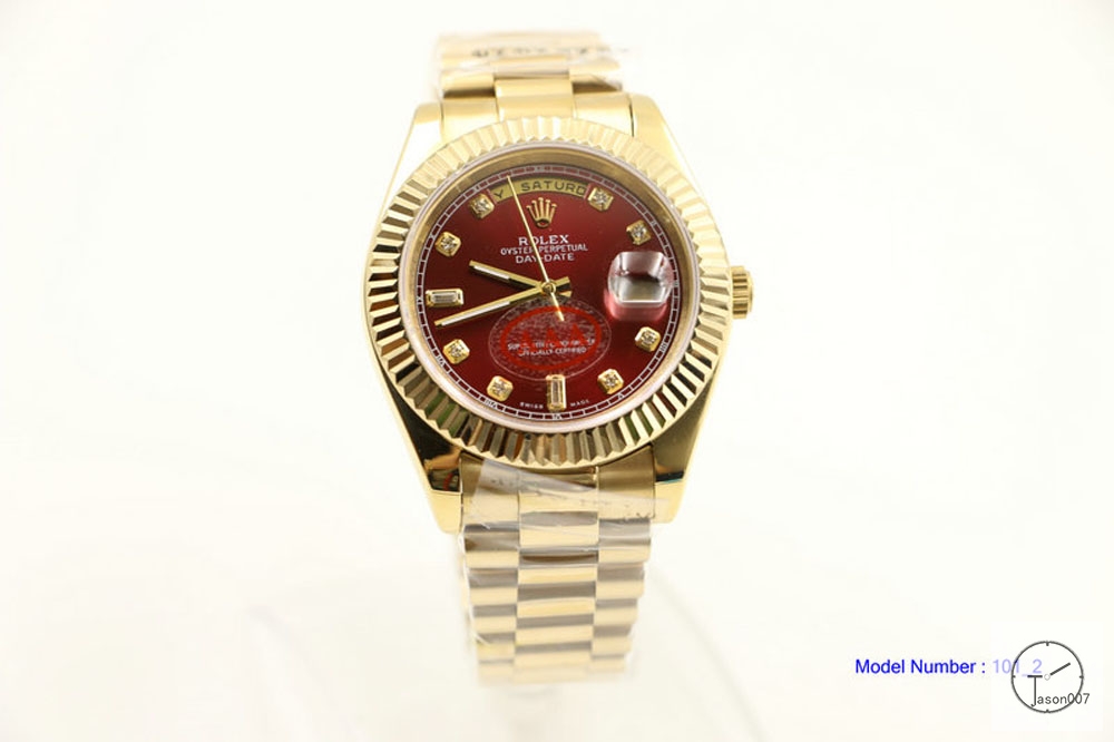 ROLEX Day Date 40mm 18K Gold Case Red Diamond Dial Automatic Limited Stainless Steel AYZ2455902036860