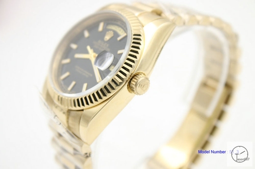 ROLEX Day Date 36mm 18K Gold Case Black Dial Automatic Limited Stainless Steel AYZ243602036820