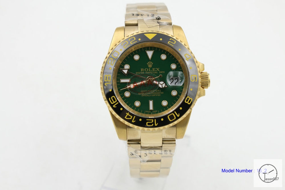 ROLEX GMT MASTER II 18k Gold Ceramic Bezel Green Dial 116718 Automatic Movement Oyster Band AAYZ261381679470