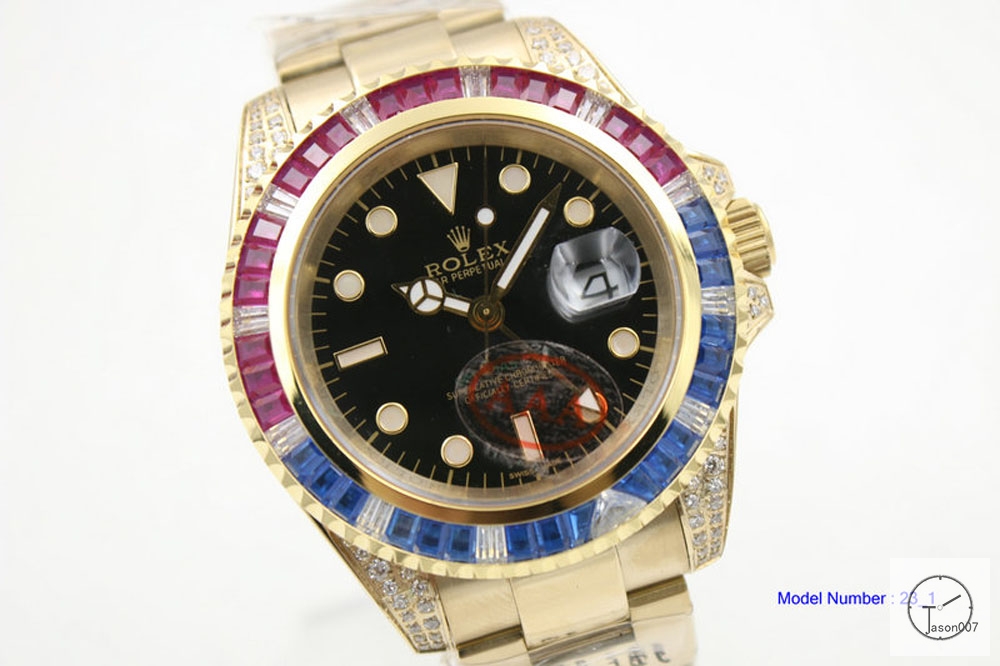 Rolex GMT Master II 116759 Rainbow Diamond Ruby Sapphire Diamond 18k White Gold Automatic Movement Oyster Band AAYZ461981679490