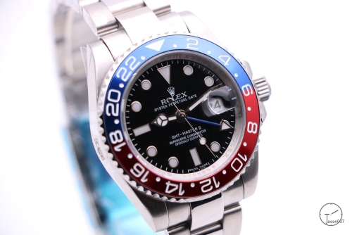 Rolex GMT-Master II Blue Red Bezel Black Dial Oyster steel Men's Watch 116710LN AAYZ259281679450