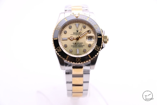 Rolex Submariner Two Tone Ceramic Bezel Gold Dial Men's Watch 116613 Stainless Rubber Strap SAAYZ269781679450