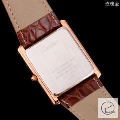 Cartier Tank Solo Big Size Silver Dial Quartz Movement Brown Leather Strap Mens Watch Fh1918525830