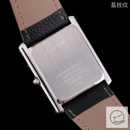 Cartier Tank Solo Small Size Silver Dial Diamond Bezel Quartz Movement Black Leather Strap Mens Watch Fh1916525850