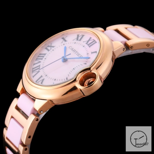 Cartier Ballon Bleu 36mm Yellow Gold Ceramic Pink Diamond Diamond Dial Quarz Ceramic Stainless Steel Mens Watch AHGT181125840