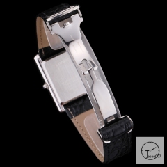 Cartier Tank Solo Small Size Silver Dial Quartz Movement Black Leather Strap Mens Watch Fh0901525890