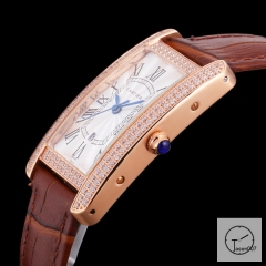 Cartier Tank Solo XL White Everose Gold Dial Diamond Bezel Stainless Steel Case Quartz Movement Glass Back Black Leather StrapStainless Steel Ladies Watch AHGT1882725850