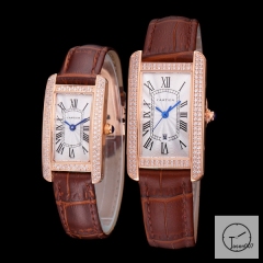 Cartier Tank Solo XL White Everose Gold Dial Diamond Bezel Stainless Steel Case Quartz Movement Glass Back Black Leather StrapStainless Steel Ladies Watch AHGT1882725850