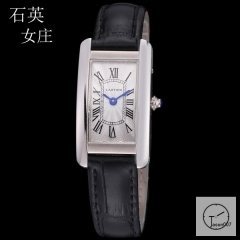 Cartier Tank Solo XL White Dial Quartz Movement Glass Back Black Leather StrapStainless Steel Ladies Watch AHGT8819258A0