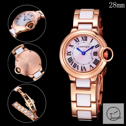 Cartier Ballon Bleu Yellow Gold 28mm Pink Dial Quarz Ceramic Stainless Steel Ladies Watch AHGT180225830