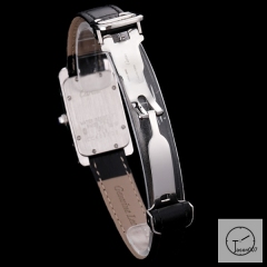 Cartier Tank Solo XL White Dial Quartz Movement Glass Back Black Leather StrapStainless Steel Ladies Watch AHGT8819258A0