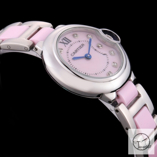 Cartier Ballon Bleu 28mm Pink Diamond Dial Quarz Ceramic Stainless Steel Ladies Watch AHGT180125820