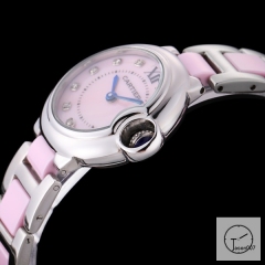 Cartier Ballon Bleu 28mm Pink Diamond Dial Quarz Ceramic Stainless Steel Ladies Watch AHGT180125820