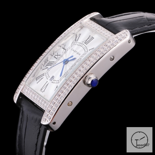 Cartier Tank Solo XL White Dial Diamond Bezel Stainless Steel Case Quartz Movement Glass Back Black Leather StrapStainless Steel Ladies Watch AHGT1882425850