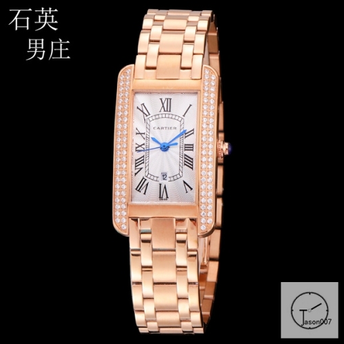 Cartier Tank Solo XL Silver Everose Gold Stainless Steel Ladies Watch AHGT1e Dial Diamond Bezel Stainless Steel Case Quartz Movement Glass Back Black Fh1885325880