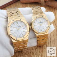 AP Royal Oak Yellow Gold Silver Dial Quartz Movement Stainless Steel Mens Watch AHGT281625820