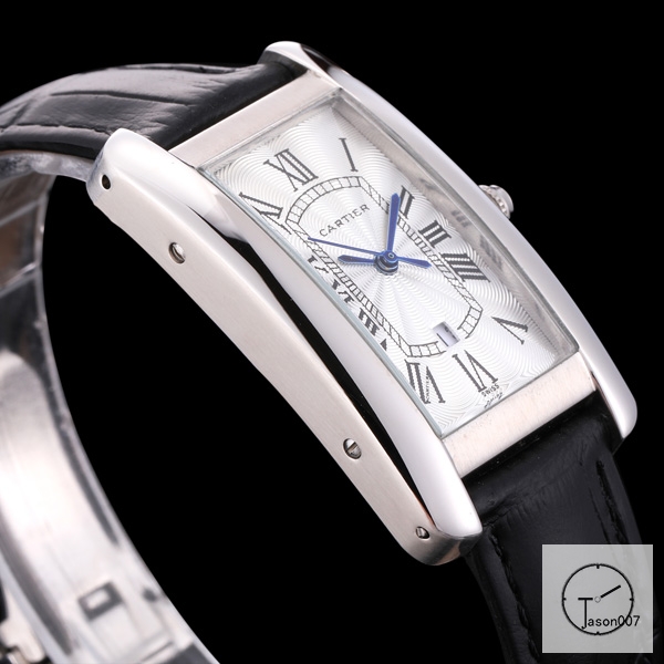 Cartier Tank Solo XL White Dial Quartz Movement Glass Back Black Leather StrapStainless Steel Mens Watch AHGT8818258A0