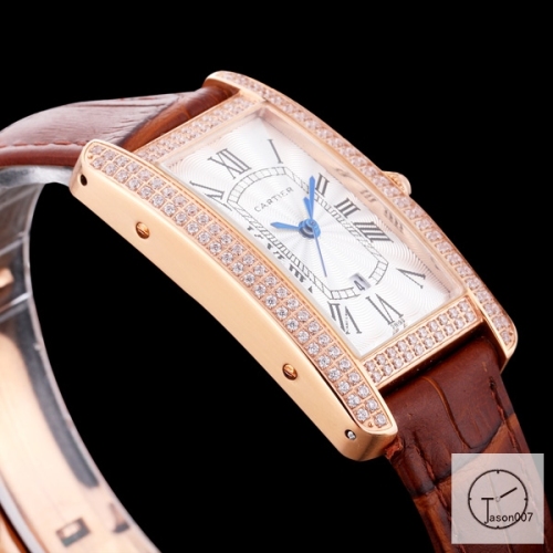 Cartier Tank Solo XL White Everose Gold Dial Diamond Bezel Stainless Steel Case Quartz Movement Glass Back Black Leather StrapStainless Steel Ladies Watch AHGT1882625850