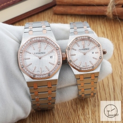 AP Royal Oak Tow Tone Diamond Bezel Silver Dial Quartz Movement Stainless Steel Mens Watch AHGT281725850