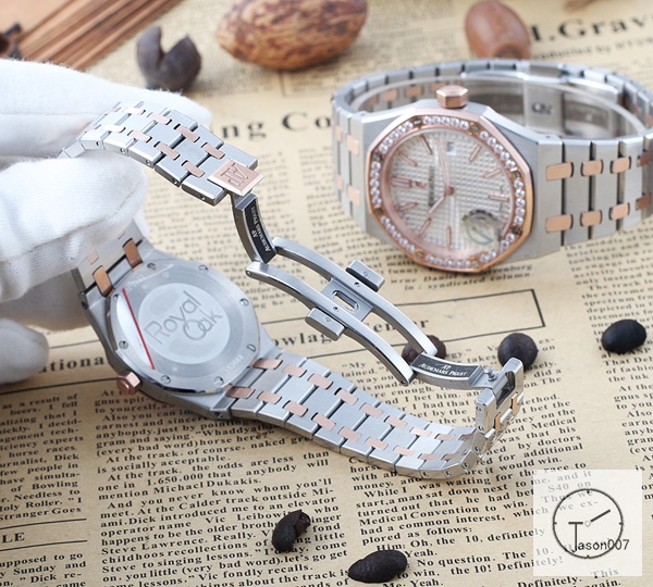 AP Royal Oak Tow Tone Diamond Bezel Silver Dial Quartz Movement Stainless Steel Mens Watch AHGT281725850