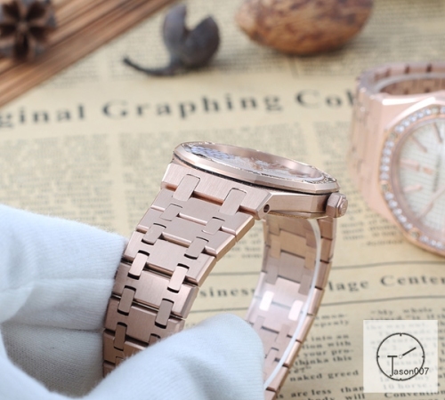 AP Royal Oak Everose Gold Diamond Bezel Silver Dial Quartz Movement Stainless Steel Mens Watch AHGT281725870
