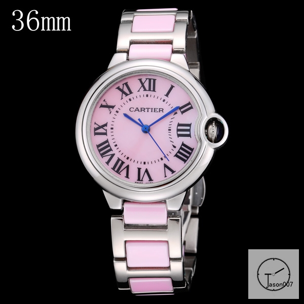 Cartier Ballon Bleu 36mm Silver Ceramic Pink Dial Quarz Ceramic Stainless Steel Mens Watch AHGT180625830