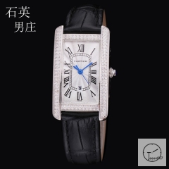 Cartier Tank Solo XL White Dial Diamond Bezel Stainless Steel Case Quartz Movement Glass Back Black Leather StrapStainless Steel Ladies Watch AHGT1882425850