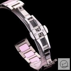 Cartier Ballon Bleu 36mm Silver Ceramic Pink Diamond Dial Quarz Ceramic Stainless Steel Mens Watch AHGT181025830