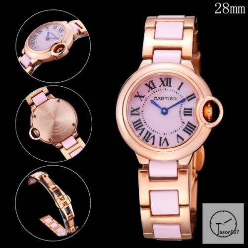 Cartier Ballon Bleu Everose Gold 28mm Pink Dial Quarz Ceramic Stainless Steel Ladies Watch AHGT180525840