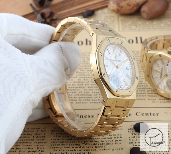 AP Royal Oak Yellow Gold Silver Dial Quartz Movement Stainless Steel Mens Watch AHGT281625820