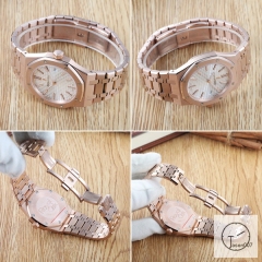 AP Royal Oak Everose Gold Silver Dial Quartz Movement Stainless Steel Mens Watch AHGT281825870