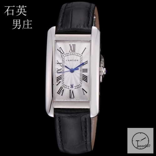 Cartier Tank Solo XL White Dial Quartz Movement Glass Back Black Leather StrapStainless Steel Mens Watch AHGT8818258A0