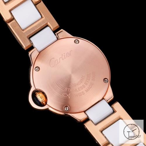 Cartier Ballon Bleu Yellow Gold 28mm Pink Dial Quarz Ceramic Stainless Steel Ladies Watch AHGT180225830