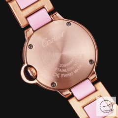 Cartier Ballon Bleu Everose Gold 28mm Pink Dial Quarz Ceramic Stainless Steel Ladies Watch AHGT180525840
