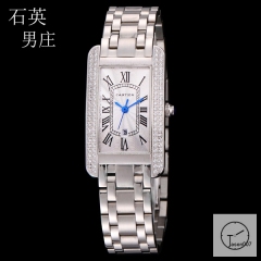 Cartier Tank Solo XL Silver Stainless Steel Ladies Watch AHGT1e Dial Diamond Bezel Stainless Steel Case Quartz Movement Glass Back Black Fh1885225800