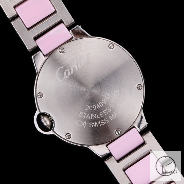 Cartier Ballon Bleu 36mm Silver Ceramic Pink Dial Quarz Ceramic Stainless Steel Mens Watch AHGT180625830