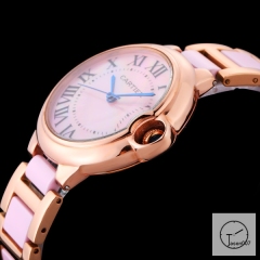 Cartier Ballon Bleu 36mm Everose Gold Ceramic Pink Diamond Diamond Dial Quarz Ceramic Stainless Steel Mens Watch AHGT181125840