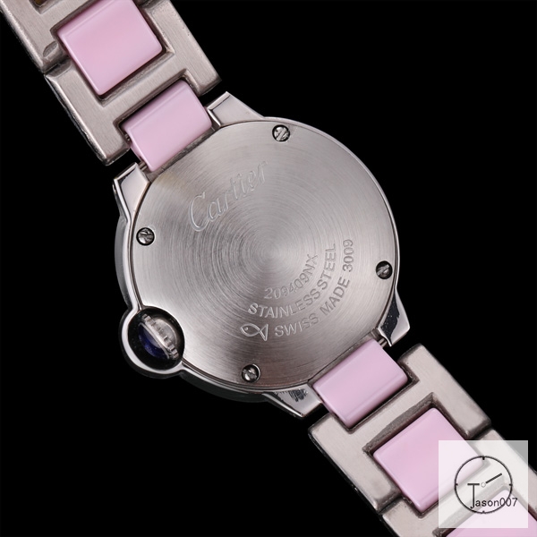 Cartier Ballon Bleu 28mm Pink Dial Quarz Ceramic Stainless Steel Ladies Watch AHGT185725820