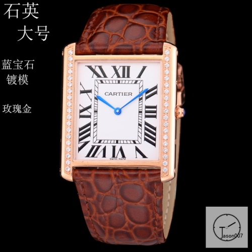 Cartier Tank Solo Big Size Silver Dial Diamond Bezel Quartz Movement Brown Leather Strap Mens Watch Fh1906525870