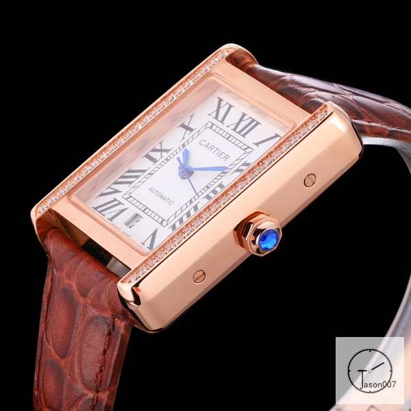 Cartier Tank Solo Silver Dial Diamond Bezel Everose Gold Stainless Steel Case Brown Leather Strap Mens Watch Fh2890525880