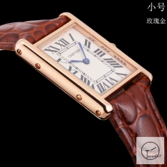 Cartier Tank Solo Small Size Silver Dial Quartz Movement Brown Leather Strap Mens Watch Fh1907525830