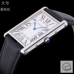 Cartier Tank Solo Big Size Silver Dial Quartz Movement Black Leather Strap Mens Watch Fh1910525810